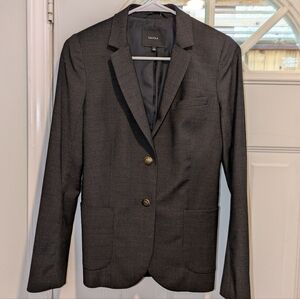 Talula Dark Gray Women's Tailored Blazer with Gold Buttons - Size 2